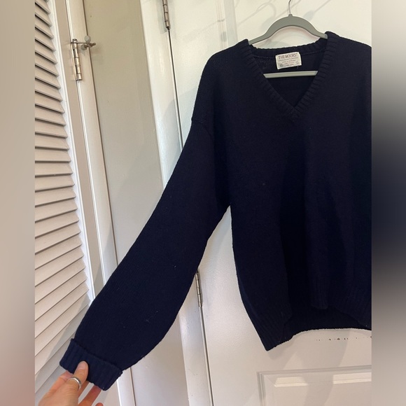 100% Shetland Wool THE MOORS Sweater by Lord Jeff Vintage 80’s Sz L Navy Blue - Picture 6 of 14